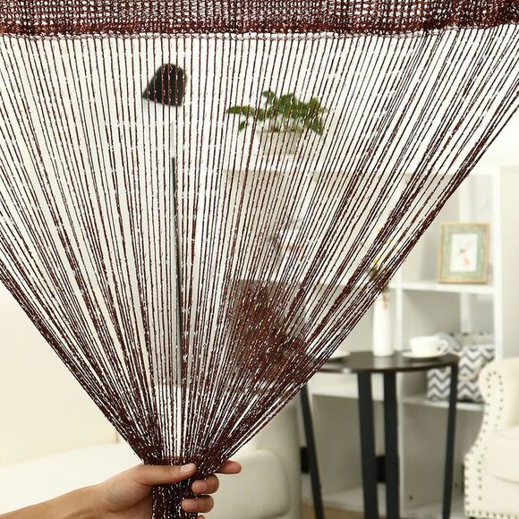 String Curtain Fringe Panel Thread Strip Backdrop Divider for Decor Brown - Picture 1 of 6